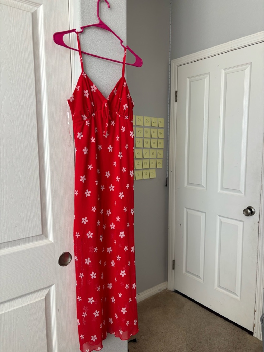 Red Floral Maxi Dress with Spaghetti Straps